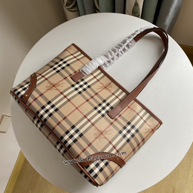 Burberry專門店新款中古款托特購物袋 巴寶莉戰馬格子手提購物包 yxb1039